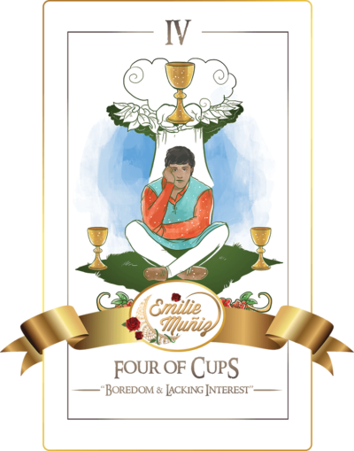 four of cups, 4 of cups, tarot card, simplicity tarot , Emilie Muniz, Tarot Reading, Tarot Reader, Tarot cards