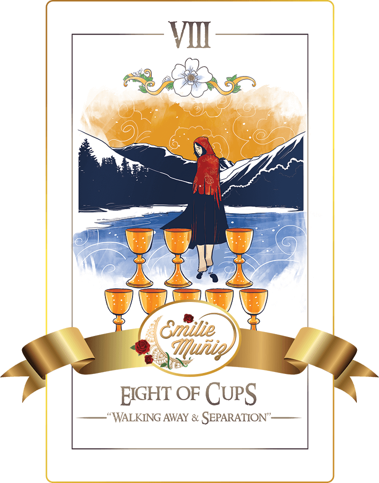 eight of cups, 8 of cups, tarot card, simplicity tarot , Emilie Muniz, Tarot Reading, Tarot Reader, Tarot cards