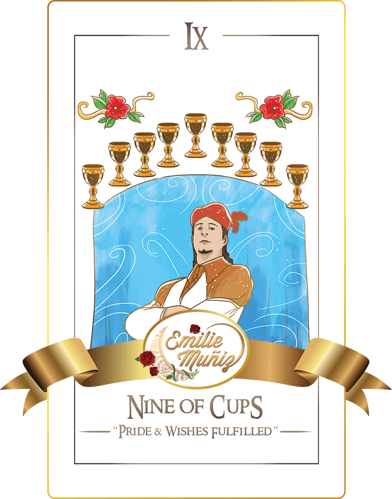 nine of cups, 9 of cups, tarot card, simplicity tarot , Emilie Muniz, Tarot Reading, Tarot Reader, Tarot cards