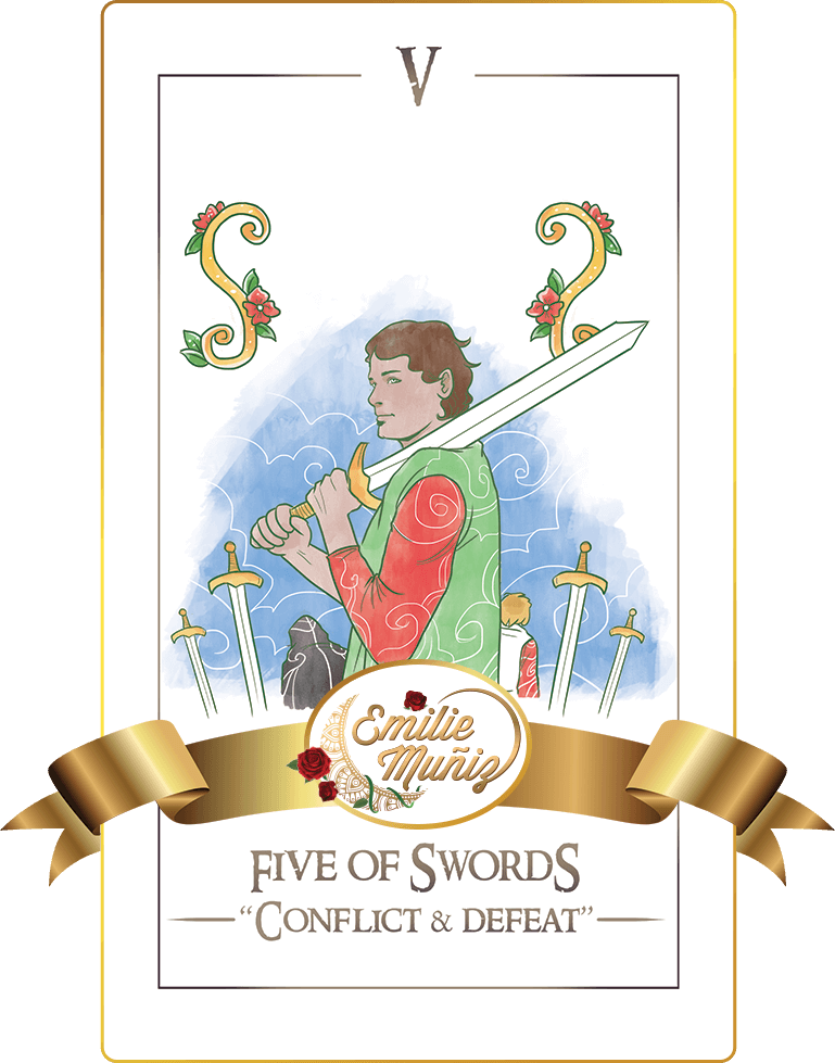five of swords, 5 of swords, tarot card, simplicity tarot , Emilie Muniz, Tarot Reading, Tarot Reader, Tarot cards