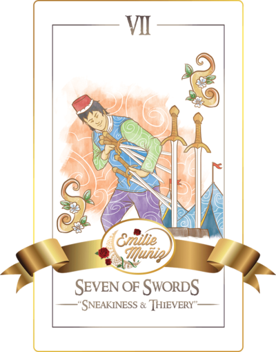 seven of swords, 7 of swords, tarot card, simplicity tarot , Emilie Muniz, Tarot Reading, Tarot Reader, Tarot cards