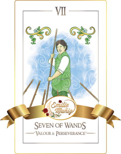 seven of wands, 7 of wands, tarot card, simplicity tarot , Emilie Muniz, Tarot Reading, Tarot Reader, Tarot cards
