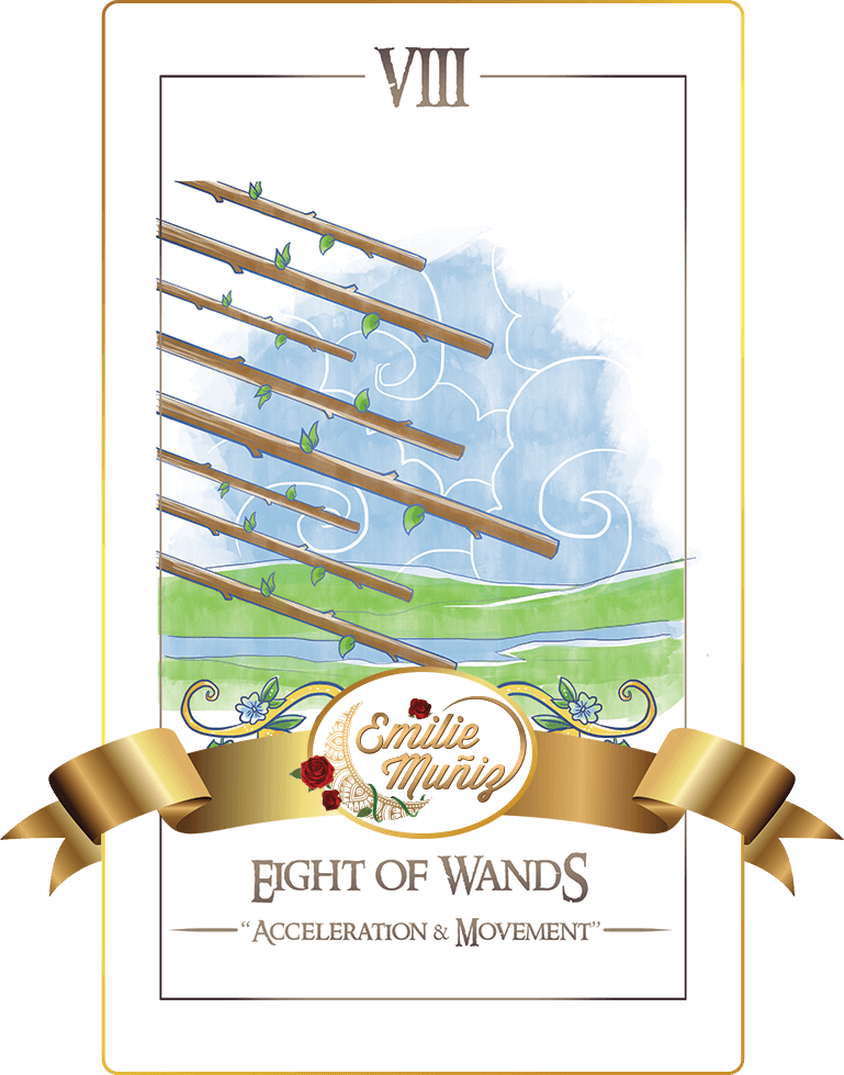 eight of wands, 8 of wands, tarot card, simplicity tarot , Emilie Muniz, Tarot Reading, Tarot Reader, Tarot cards