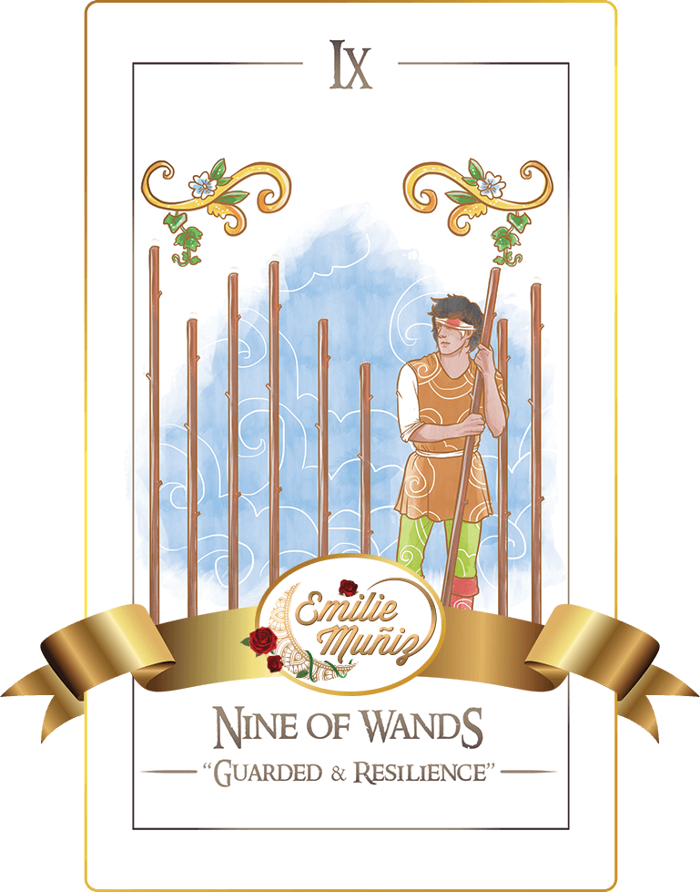 nine of wands, 9 of wands, tarot card, simplicity tarot , Emilie Muniz, Tarot Reading, Tarot Reader, Tarot cards
